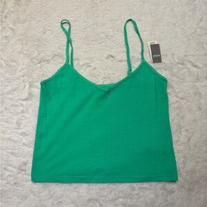 Aerie Bright Green Ribbed V-Neck Tank
